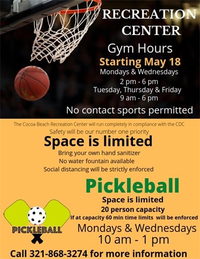 Rec Center new hours