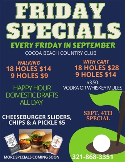 Golf specials every Friday in September
