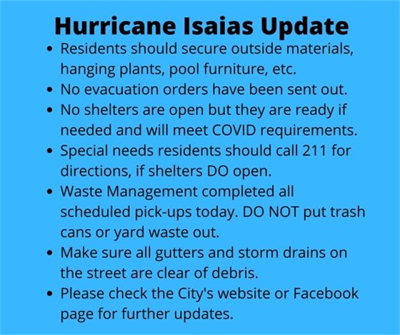 Hurricane Isaias Update