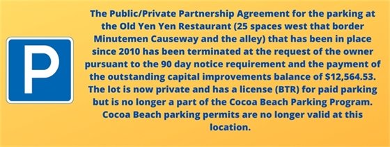 Parking permits not valid in Yen Yen parking lot