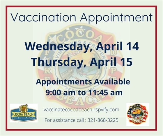 Vaccines available April 14-15