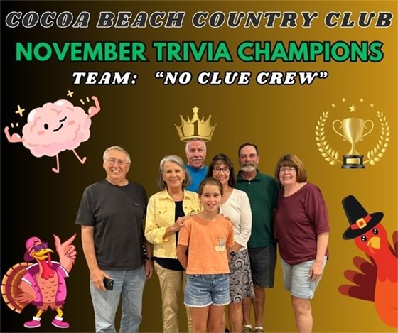cocoa beach country club November trivia champions team no clue crew