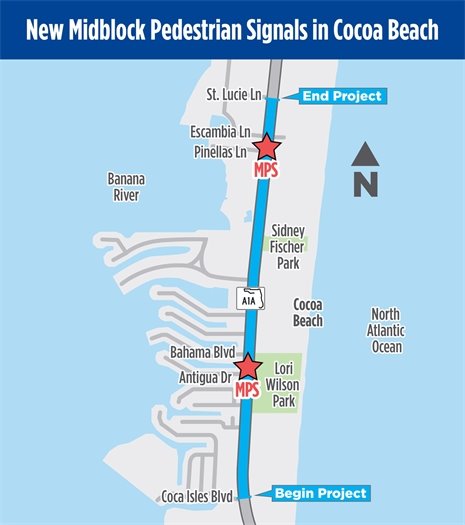 Mid block traffic lights