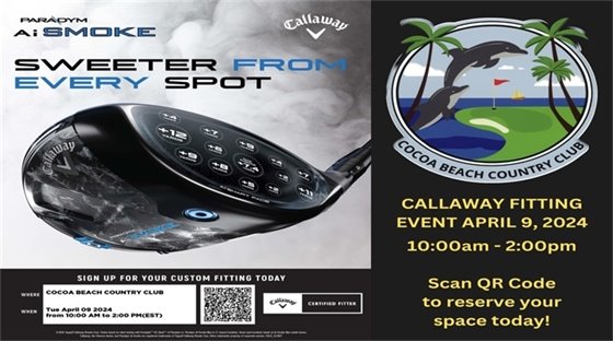 Callaway fitting event Tuesday April 9, 2024 from 10:00am-2:00pm.  Scan the QR code or follow the link in email.