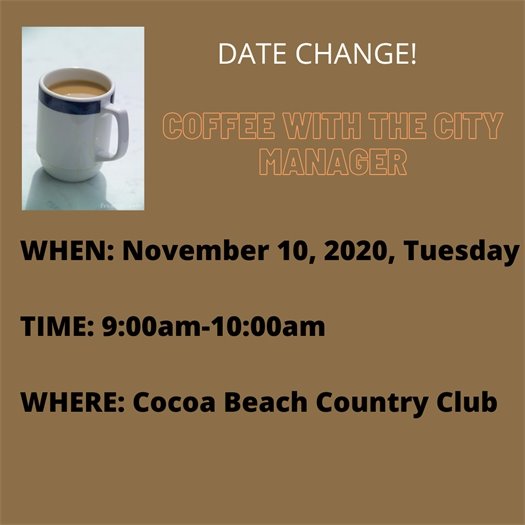 DATE Change November 10- Coffee with the City Manager