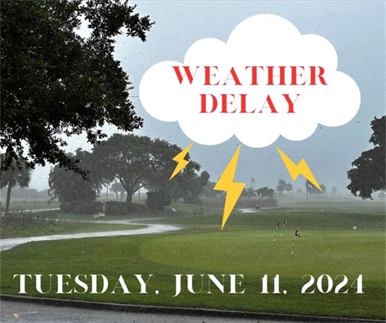 We are currently in a weather delay at the golf course due to both lightning and rain.  We will update here, also in our email blasts (which you can sign up for at www.cityofcocoabeach.com) and on our automated phone system in the Pro Shop (press 1 when you call 321-868-3351).