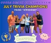 Cocoa Beach Country Club July Trivia Champions, Team AWESOME