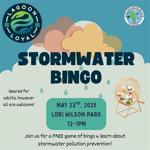 Lagoon Loyal Stormwater bingo, 12 pm to 2 pm, geared for adults however all are welcome.