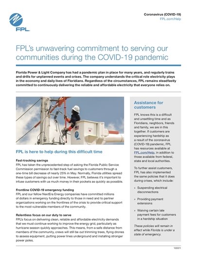 FPL Covid-19 message