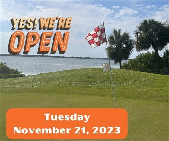 Come on out, WE'RE OPEN!  We have opened the River course to Cart Path Only and a "modified" Dolphin course to Cart Path Only also.  Unfortunately the driving range is still closed and will be for the remainder of the day, and possibly longer.  The 19th Hole will be open for business as usual today.