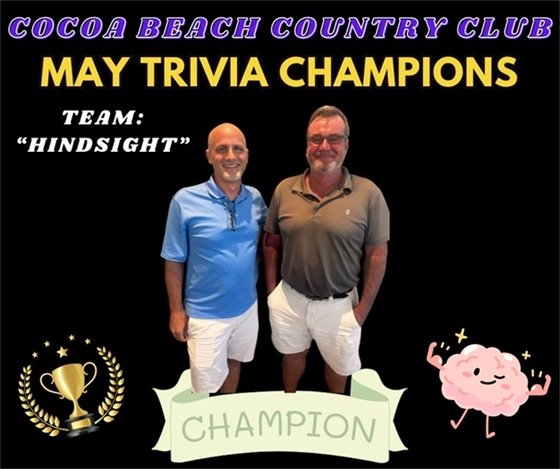 Cocoa Beach Country Club, May Trivia Champions, Team HINDSight