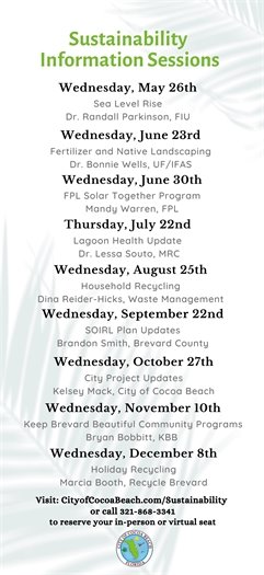 Sustainability information sessions schedule