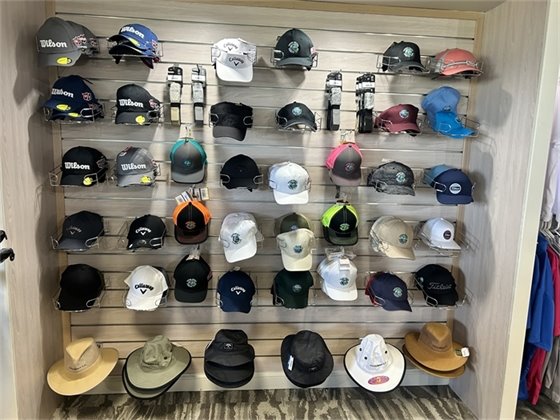 We are getting new inventory in almost daily, from hats to shoes to wedges and putters, not to mention balls and ball markers.  Next time you're in the shop, check out our latest items, including our latest update on our logo on many of our new apparel items!