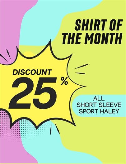 We are starting an "item of the month" discount and this month we are offering the Ladies Sport Haley short sleeve shirt.  We have multiple colors on hand, so take a look the next time you're in the shop and see if you find something you like!