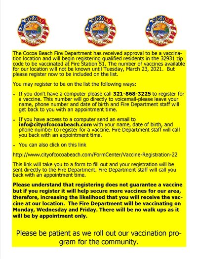 Vaccine registration for CB