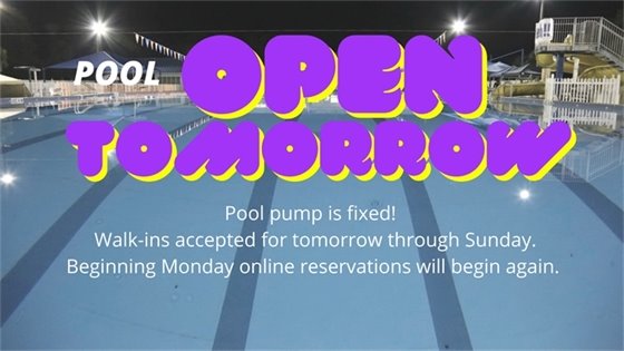 Pool open tomorrow April 7
