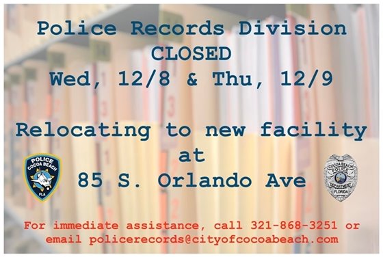 Police records dept close 12-8-9