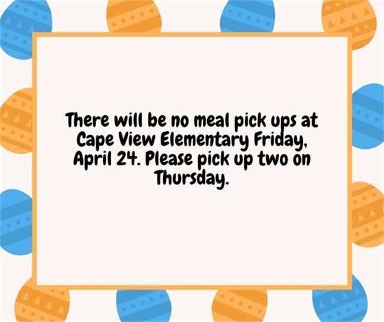 No meal pick ups April 24