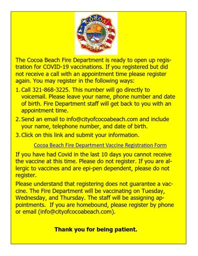 Vaccine registration open