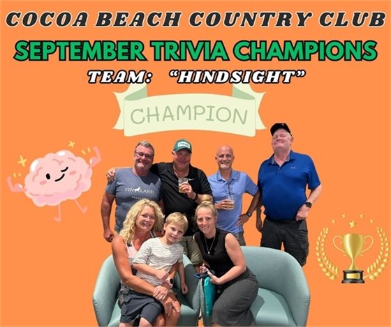 cocoa beach country club September trivia champions team hindsight champion