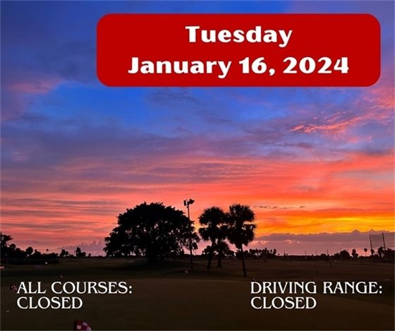 COURSE UPDATE!  Unfortunately with the amount of rain we took in over the weekend, and with this latest deluge and the upcoming forecast, we will be closing the course, and range, for the remainder of the day.