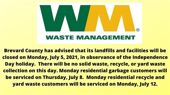 no WM service on Monday, July 5